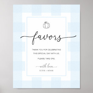 Fall Pumpkin Gingham Blue Gingham Favours Sign