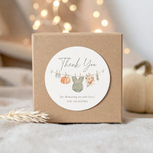 Fall Pumpkin Girl Baby Clothes Baby Shower Classic Round Sticker