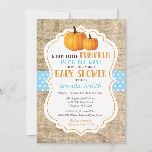 Fall Pumpkin Girl Baby Shower Invitation Card (Front)