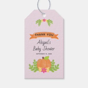 Fall Pumpkin Girl Baby Shower Thank You Gift Tags