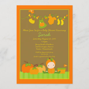 Fall Pumpkin Girl Clothesline Baby Shower Invite
