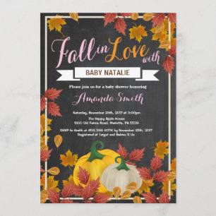 Fall Pumpkin Girl Pink Baby Shower invitation
