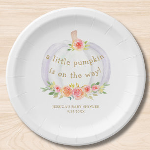  Fall Pumpkin Girls Baby Shower Paper Plate