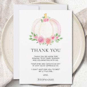 Fall Pumpkin Girl's Baby Shower Thank You Card