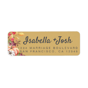 Fall Pumpkin Gold Yellow Wedding Return Address
