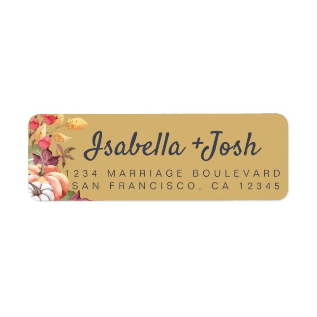 Fall Pumpkin Gold Yellow Wedding Return Address (Front)