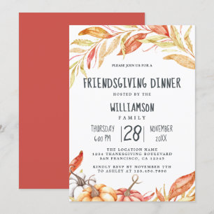 Fall Pumpkin Golden Foliage Friendsgiving Dinner I Invitation