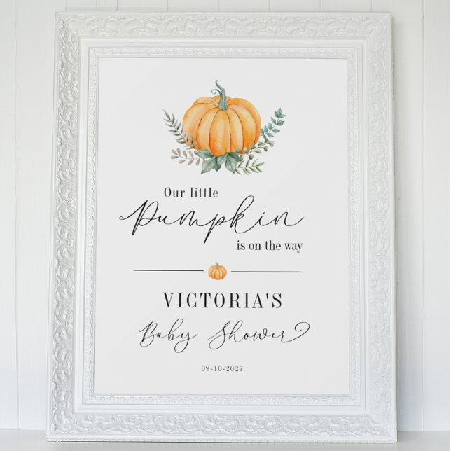 Fall Pumpkin Greenery Baby Shower Welcome Poster (Creator Uploaded)