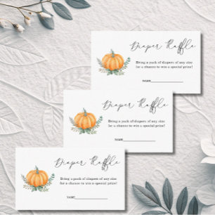 Fall Pumpkin Greenery Diaper Raffle Baby Shower Enclosure Card