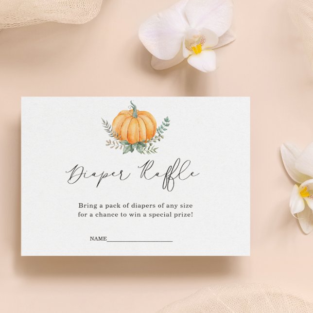 Fall Pumpkin Greenery Diaper Raffle Baby Shower  Enclosure Card (Creator Uploaded)