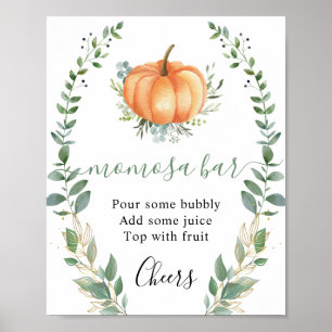 Fall Pumpkin Greenery Gold Foliage Momosa Bar Sign