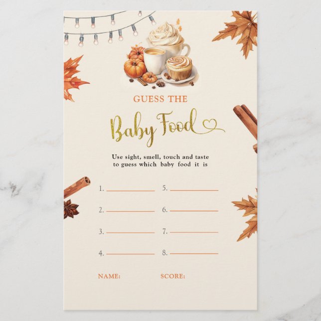 Fall Pumpkin Guess The Baby Food Games (Front)