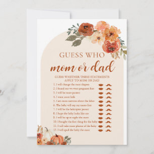 Fall Pumpkin Guess Who Mum or Dad Baby Shower Game Invitation