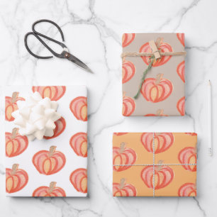 Fall Pumpkin Hand Painted Orange  Wrapping Paper Sheet