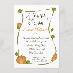 Fall Pumpkin Harvest Birthday Invitation