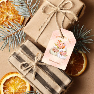 Fall Pumpkin Harvest Pink Thanksgiving Customize Gift Tags