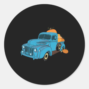 Fall Pumpkin Harvest Time Old Pickup Farm Truck  Classic Round Sticker