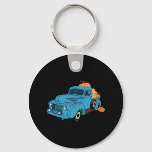 Fall Pumpkin Harvest Time Old Pickup Farm Truck  Key Ring