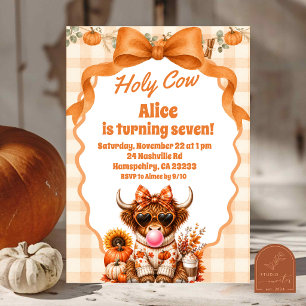 Fall Pumpkin Highland Cow birthday Invitation