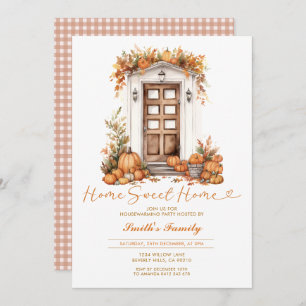 Fall Pumpkin Home Sweet Home Autumn Floral Party Invitation