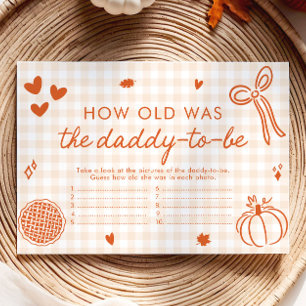 Fall Pumpkin How Old Was Daddy Baby Shower Game Enclosure Card