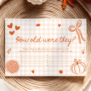 Fall Pumpkin How Old Were They Baby Shower Game Enclosure Card