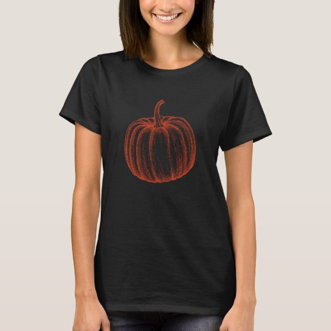 Fall Pumpkin Illustration Halloween Novelty T-Shirt (Front)