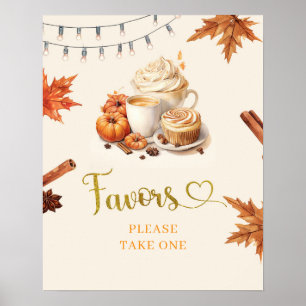 Fall Pumpkin is Brewing Coffee Leaves Baby  Favor Poster