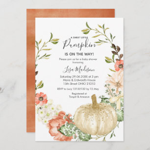  Fall Pumpkin is on the Way Baby Shower  Invitation