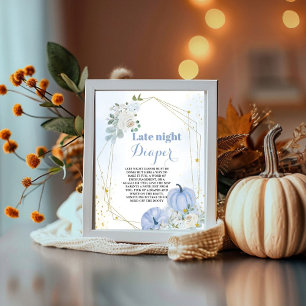 Fall Pumpkin late night diaper baby shower sign