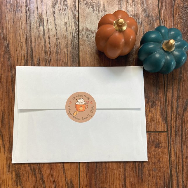Fall Pumpkin Latte Mug Return Address Stickers (Creator Uploaded)