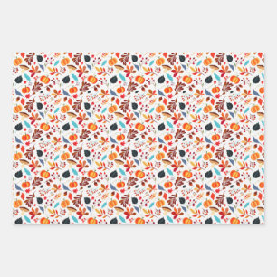 Fall Pumpkin & Leaf Wrapping Paper Sheet