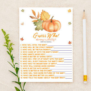 Fall Pumpkin Leaves Guess Who! Baby Shower Game Stationery