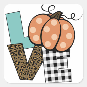 Fall Pumpkin Love Square Sticker