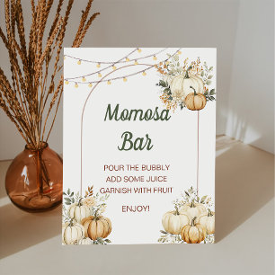 Fall Pumpkin Momosa Bar Baby Shower Pedestal Sign