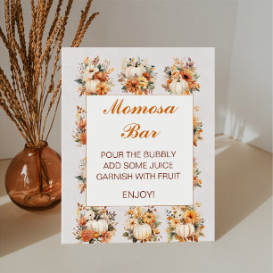 Fall Pumpkin Momosa Bar Bay Shower Pedestal Sign