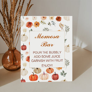 Fall Pumpkin Momosa Bar Bay Shower Pedestal Sign