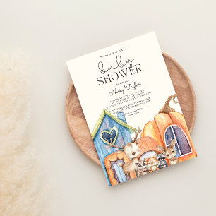 Fall Pumpkin Mushroom Baby Shower Invitation