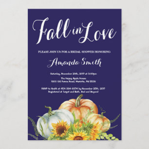 Fall Pumpkin Navy Blue Bridal Shower invitation