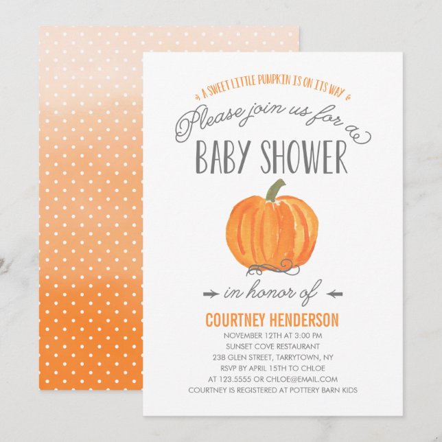 Fall Pumpkin Ombre | Baby Shower Invitation (Front/Back)