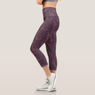 Fall Pumpkin Outline Capri Leggins - Purple Leggings