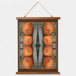 Fall Pumpkin Pair Abstract Hanging Tapestry
