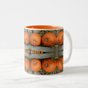 Fall Pumpkin Pair Abstract Personalised Two-Tone Coffee Mug