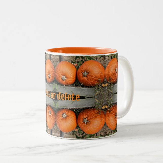 Fall Pumpkin Pair Abstract Personalised Two-Tone Coffee Mug (Front Right)