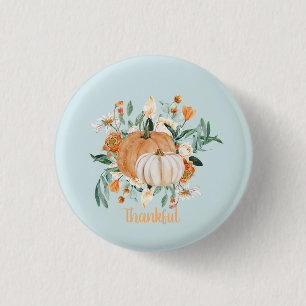 Fall Pumpkin Party Blue Baby Shower, 3 Cm Round Badge
