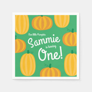 Fall Pumpkin Patch 1st Birthday Party Theme Napkin