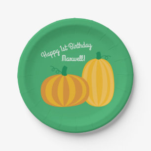 Fall Pumpkin Patch 1st Birthday Party Theme Paper Plate