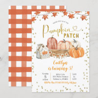 Fall Pumpkin Patch Birthday Invitation