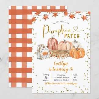 Fall Pumpkin Patch Birthday Invitation