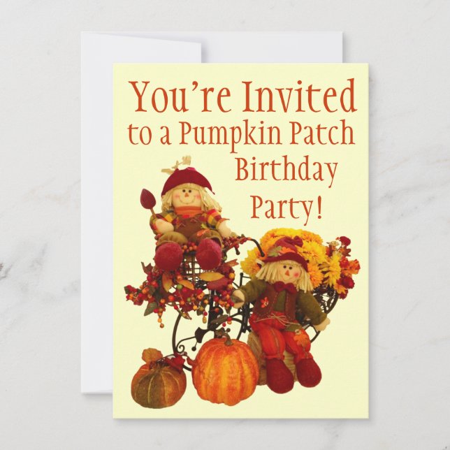 Fall Pumpkin Patch Birthday Party Invitations (Front)